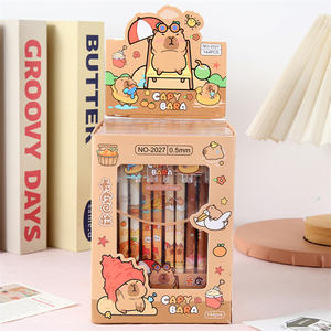 144支/盒高级塑料笔文具产品准备发货学生女生卡哇伊水豚凝胶可擦笔0.5毫米 - Product Image 5