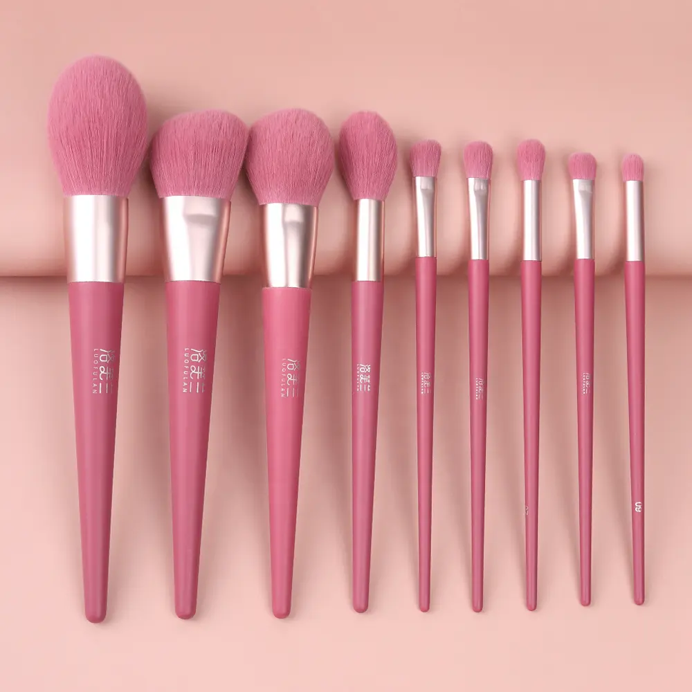 blush pink and purple makeup brushes for powder blush contour eye shadow make up brush set