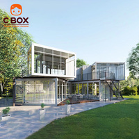 Cbox Casa Contenedor Modular de Dos Pisos con Muro Cortina de Cristal para Jardín, Ocio y Entretenimiento, de Empalme Multimódulo