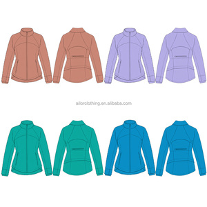 Veste de sport pour filles à col montant zippé, manches longues, en nylon et élasthanne, vente en gros, couleur et taille personnalisables - Product Image 3