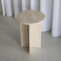 Table basse en marbre de haute qualité Villa modèle chambre personnalisée petite Table de luxe légère Table d'appoint en travertin