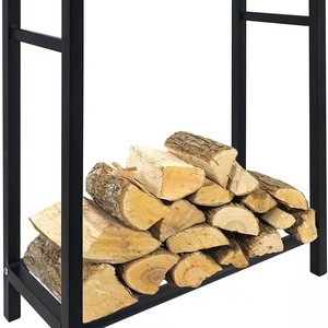 Estante para leña de una sola capa, de hierro forjado, tipo vertical, para almacenamiento en la sala de estar. - Product Image 1