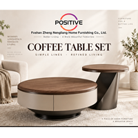 Ensemble de tables basses rondes avec rangement en acier carbone et acier inoxydable, style moderne du milieu du siècle, meubles de salon OEM ODM