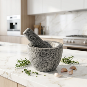 Juego de Mortero y Maja de Piedra para <span class=keywords><strong>Ajo</strong></span> de Alta Calidad 2026, Personalizado para Cocina - Product Image 1