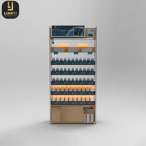 Cigarette Shop Fitting Acrylic Pusher Adjustable Tobacco Shelf Display Cases with Led Light