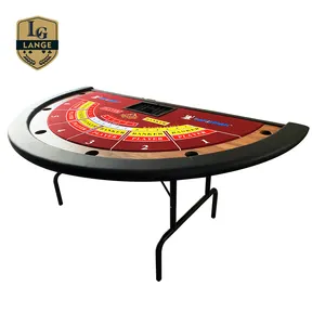 Semi Circle 8 Player Baccarat Table Multi Game Cloth Replaceable Poker Table