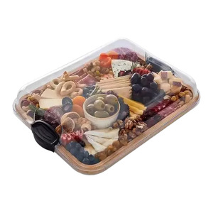 Bamboo Serving <b>Tray</b> Wooden Divided Cheese Board Multi Purpose Kitchen <b>Snack</b> Plate For Residential Use - Product Image 1