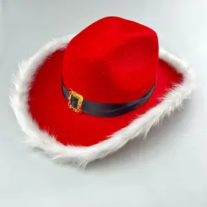 发光圣诞帽带发光二极管灯可调圣诞老人帽子点亮圣诞牛仔帽