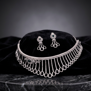 Sophisticated Chic Classic Style Pearl <b>Silver</b> <b>Choker</b> Necklace and Earrings Set Fine Luxury Jewelry for Luxurious Look - Product Image 3