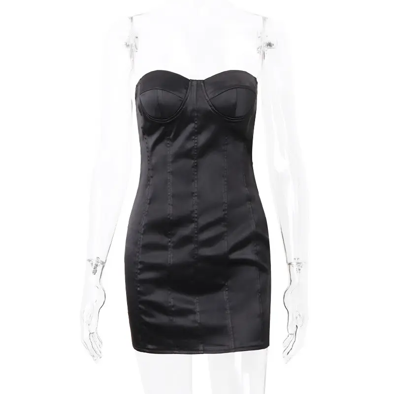 Fabrik Großhandel 2024 neue Damenmode Wickeln Hüfte Damen ärmellos V-Ausschnitt Slim Fit sexy schwarz Party Mini elegantes Kleid