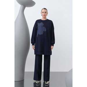 Tunique minimaliste pour femme, manches longues, tricot doux, noir, à porter toute l'année - Product Image 3