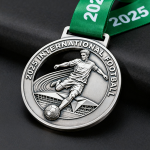 Diseño de jugador de fútbol grabado profesional <span class=keywords><strong>Medalla</strong></span> chapada en oro y plata Logotipo personalizado Campeonato Deportes Fútbol <span class=keywords><strong>Medalla</strong></span> coleccionable - Product Image 5