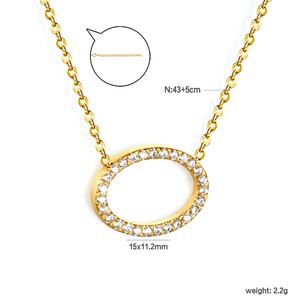 Nuevo Collar de Moda con Circonita Grande Redonda, Chapado en Oro de 18K, Acero Inoxidable, Colgante Circular de Tendencia para Mujer - Product Image 2