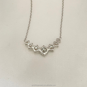 Fine Jewelry S925 Silver Gold Plated 7Princess Moissanite <strong>D</strong> VVS1 Smile Pendant <strong>Necklace</strong> Graduated Diamond for Girl Gift - Product Image 6
