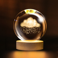 Boule de cristal 3D, veilleuse lunaire, modèle de planète gravé au laser pour Noël, Thanksgiving, anniversaire