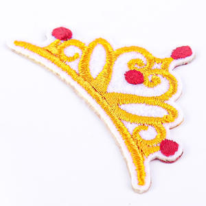 Benang kartun emas metalik besi Patch mahkota kecil bordir manik-manik mahkota bordir Patch untuk pakaian kain utama - Product Image 2