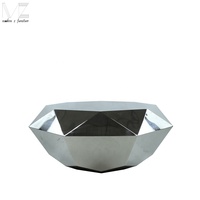 Table basse en acier inoxydable miroir, table basse diamant, table centrale ronde, table d'appoint pour salon, mobilier moderne