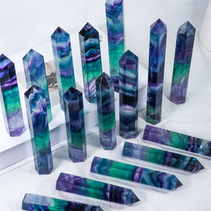 Alta Qualidade Azul Fluorita Torre Semi-Preciosa Gemstone Point arco-íris Fluorita <span class=keywords><strong>Wand</strong></span> para a Decoração de Cura - Product Image 2
