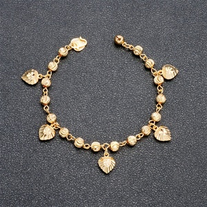 Bracelets à breloques en laiton plaqué or 24 carats en forme de cœur, design tendance, vente chaude JXX, bijoux pour femmes, bracelet en cuivre - Product Image 3