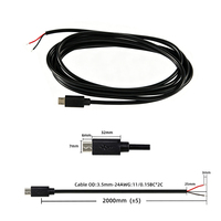 Cable de Alimentación Micro USB Macho, Cable de Extensión Largo de 24AWG y 2 Metros para Luz LED de Gabinete, Cable de Conexión de Alcance Extendido, Cámara IP