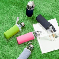 Bouteilles d'eau en verre portables, réutilisables, écologiques, personnalisées, transparentes, anti-fuite, pour le sport, minimalistes, 280 ml, 360 ml, 420 ml, 550 ml