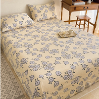 Parure de draps florale 4 pièces 100 % coton percale, motif botanique imprimé, luxe, douce et croustillante, drap-housse à poches profondes