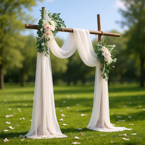 Kit de flores para arco de boda blanco de 21 pies con tela drapeada y 4 flores artificiales para decoración de fondo de ceremonia - Product Image 2