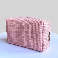 Tas Kosmetik PVC Bubble Fabric Terbaru, Laris Manis, Kapasitas Besar, Bordir Garis-Garis, Tas Perjalanan