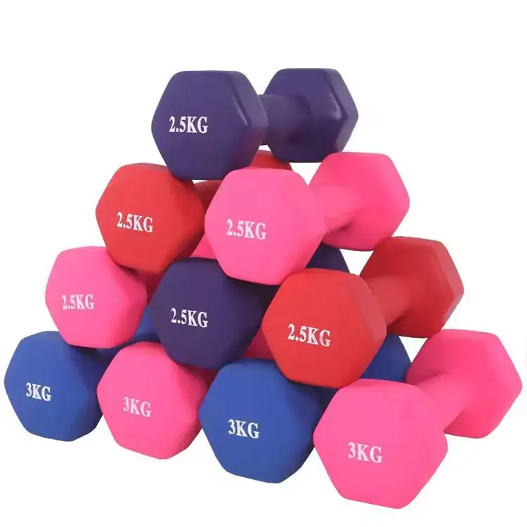 Conjunto de pesas de mano con mancuernas recubiertas de neopreno de Color para mujer para uso de gimnasio en casa Oferta especial de mayoristas