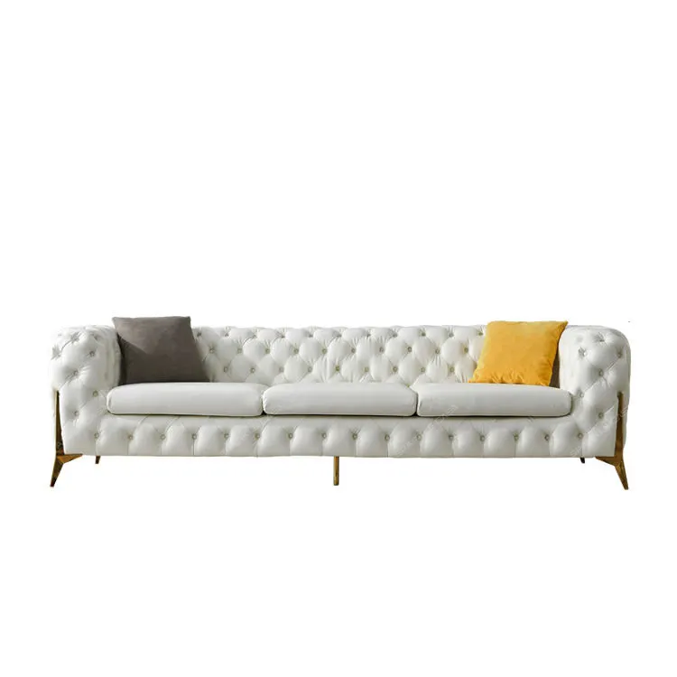 ชุดโซฟาผ้าในห้องนั่งเล่นทำจากผ้าเฟอร์นิเจอร์หรูหราดีไซน์เป็นประกาย