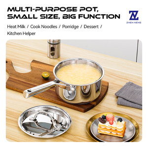 <span class=keywords><strong>Casserole</strong></span> en acier inoxydable 304 de 1,5 L, 16 cm, avec couvercle, compatible <span class=keywords><strong>induction</strong></span>, <span class=keywords><strong>pour</strong></span> lait et soupes, finition poli miroir - Product Image 2