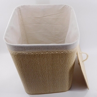 Panier à linge décoratif en tissu de bambou moderne avec couvercle, forme rectangulaire pour le rangement des vêtements