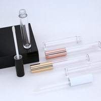 Tubes de brillant à lèvres en plastique en gros, pas chers, 5,3 ml, transparents, imprimés, avec bouchon à vis, logo personnalisé, promotionnels, pour maquillage