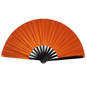 Abanico Plegable Grande de 13 Pulgadas con Purpurina Naranja y Marco de Bambú para Fiestas, Disponible en Stock Suficiente - Product Image 1