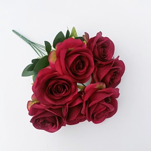 Fabricantes Venta Directa 7 cabezas Medio <span class=keywords><strong>Rosa</strong></span> En <span class=keywords><strong>La</strong></span> Cabeza Pared Flor Artificial <span class=keywords><strong>Rosa</strong></span> - Product Image 6