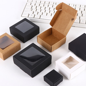 Caja <span class=keywords><strong>de</strong></span> Cartón Kraft Blanca/Negra Personalizada <span class=keywords><strong>de</strong></span> Fabricante Directo con Ventana <span class=keywords><strong>de</strong></span> PVC para Dulces/Galletas/Jabón - Product Image 5