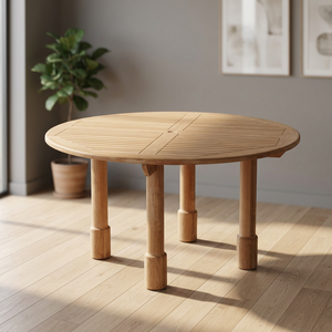 Grande table à manger ronde en bois massif, durable et moderne, pour jardin, salon et usage extérieur GT006 - Product Image 3