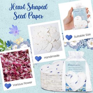 Dunzoom 50 Sets de Tarjetas de Papel con Semillas en Forma de Corazón y Bolsas de Organza - Recuerdos Plantables para Funerales y Conmemoraciones, para Iglesia, Pascua, Luto por un Ser Querido - Product Image 2
