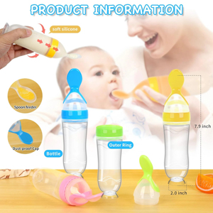 Cuillère d'alimentation pour nouveau-né, distributeur de nourriture à presser en silicone, sucette pour bébé, biberons pour bébé, cuillère d'alimentation solide, <span class=keywords><strong>biberon</strong></span> à presser - Product Image 6