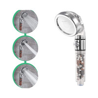 Pommeau de douche à main LED chromé effet pluie en laiton, haute pression, avec interrupteur d'arrêt, pour spa, avec perles ioniques