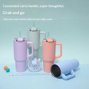 <b>Large</b>-Capacity Vacuum Insulated Stainless Steel <b>Cup</b> Handle Straw Modern Minimalism Design Outdoor Car-Mounted Portable Water - Product Image 3
