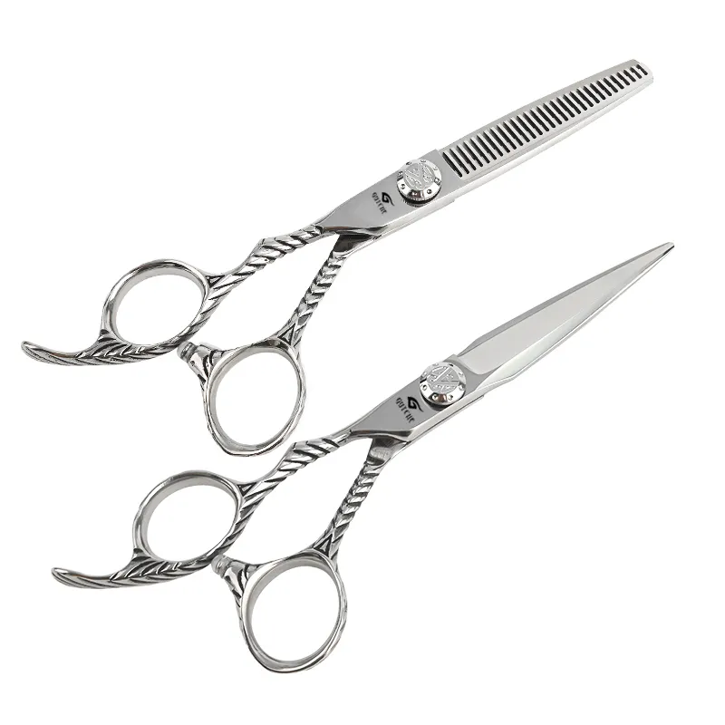 Professional salon hair cutting scissors Stainless steel hairdressing scissors silver 6 inch left hand hair scissors