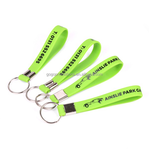Trendy Fashion Rubber Loop Keyholder Wristlet Keyring Printed Logo Promotional Carabiner with Wristband