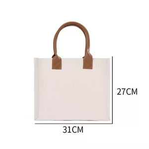 Sac fourre-tout en toile personnalisé avec logo, de haute qualité, durable, imperméable, laminé, en coton, pour cadeaux, promotionnels, avec poignée en PU, fabriqué en Chine - Product Image 4