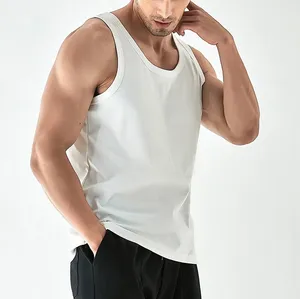 Camiseta sin mangas musculosa para hombre, top blanco liso con agujero para los brazos, a la moda