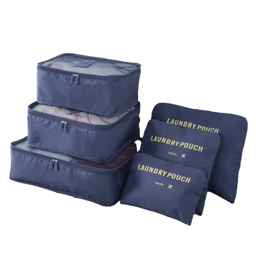 DLL07 6pcs Waterproof Travel Packing Cubes Clothing Storage Bags Sorting Compression Luggage Packing Cubes Organizer