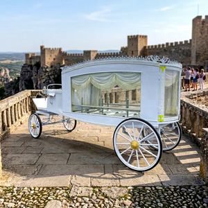Nouvelle calèche funéraire de luxe blanche 2026, remorque de transport spéciale pour cercueil, voiture funéraire - Product Image 1