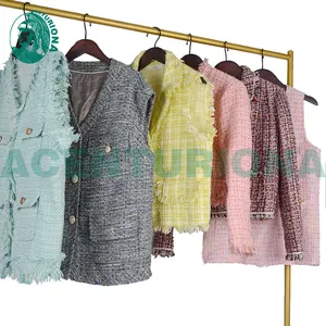 Tweed blazer ceket premium ikinci el kıyafet balyalar kullanılan kore giysi balya fransa