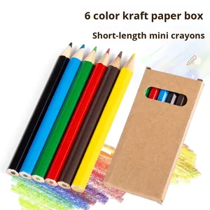 6 màu ngắn bút chì màu nhỏ đặt hộp giấy kraft nhiều màu kết hợp Bút chì vẽ trẻ em - Product Image 2