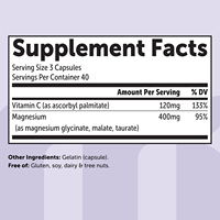 Capsules OLLI Complexe de Magnésium 400mg Glycinate Malate Taurate avec Vitamine C Soutien Musculaire, Nerveux et Cardiaque